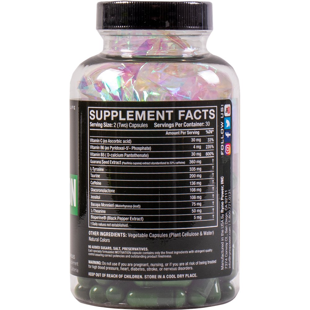 RYNO POWER Motivation Capsules - 60 ct. Bottle MOT882