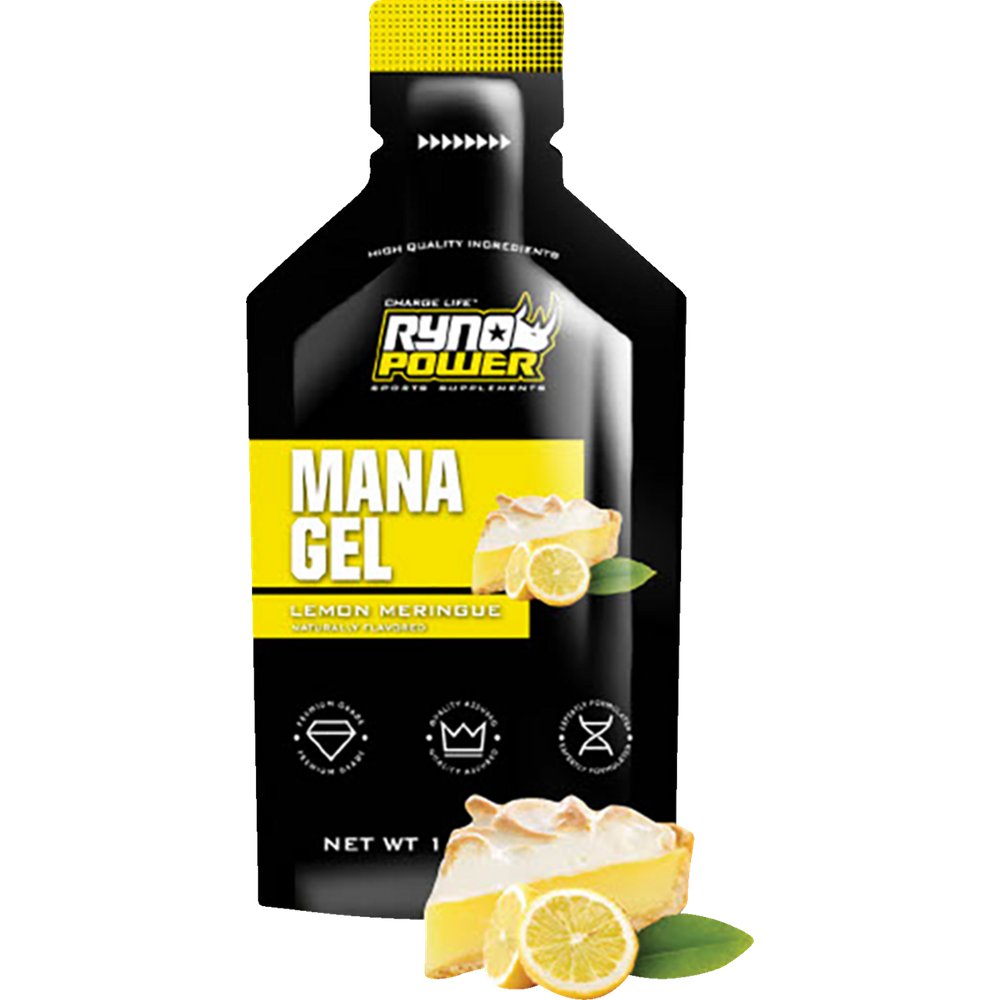 RYNO POWER Mana Performance Gels - 12 Pack with Display Caddy - Lemon Meringue GEL-CADDY12-LEM