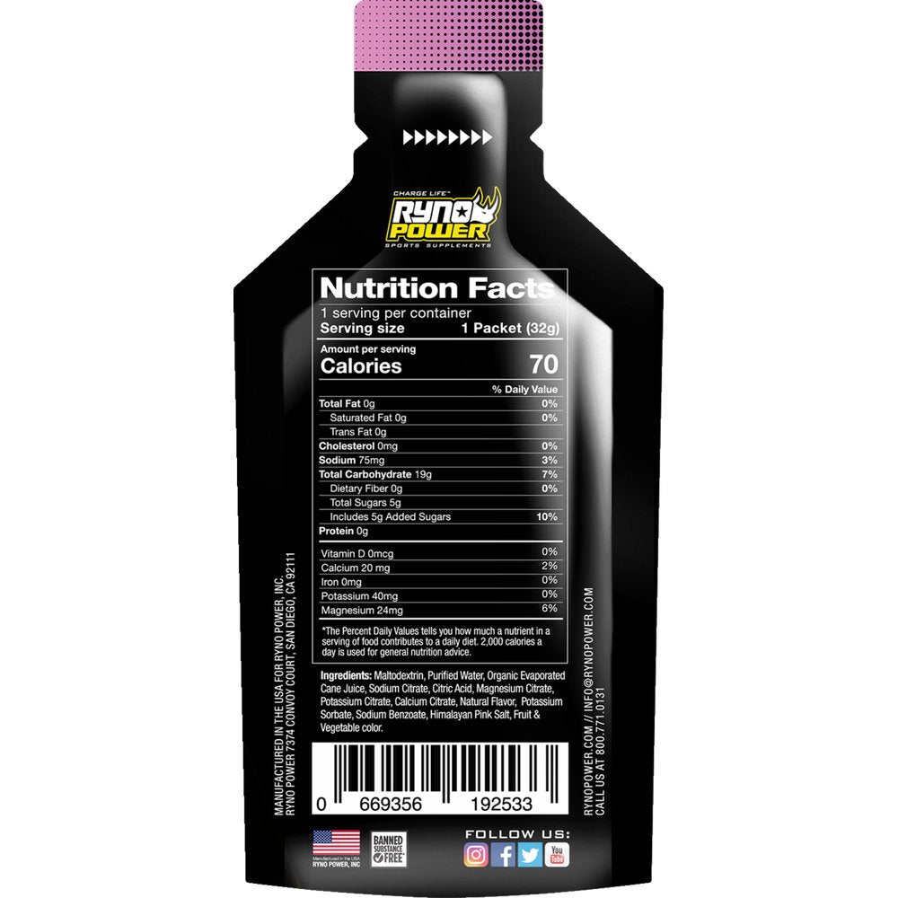 RYNO POWER Mana Performance Gels -12 Pack with Display Caddy - Mixed Berries GEL-CADDY12-BER