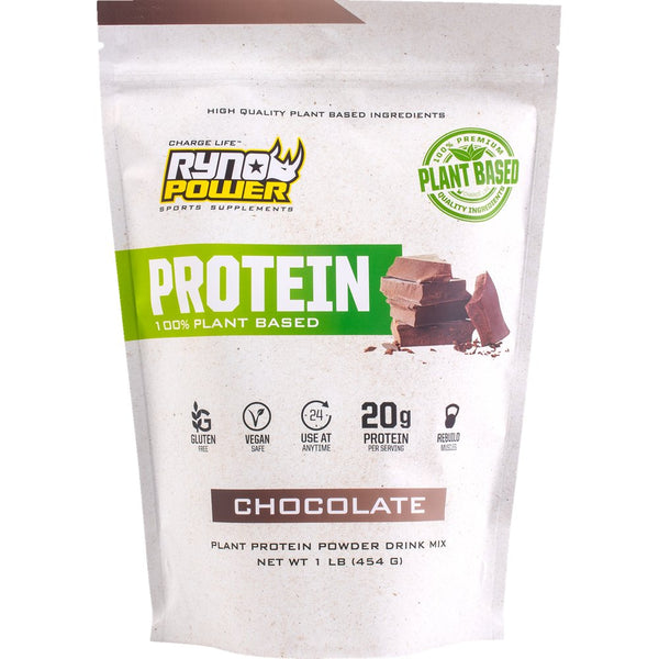 RYNO POWER Plant-Based Protein Powder - Chocolate - 1 lb - 10 Servings 1LB-PLNT-CHOC