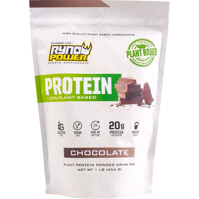 RYNO POWER Plant-Based Protein Powder - Chocolate - 1 lb - 10 Servings 1LB-PLNT-CHOC