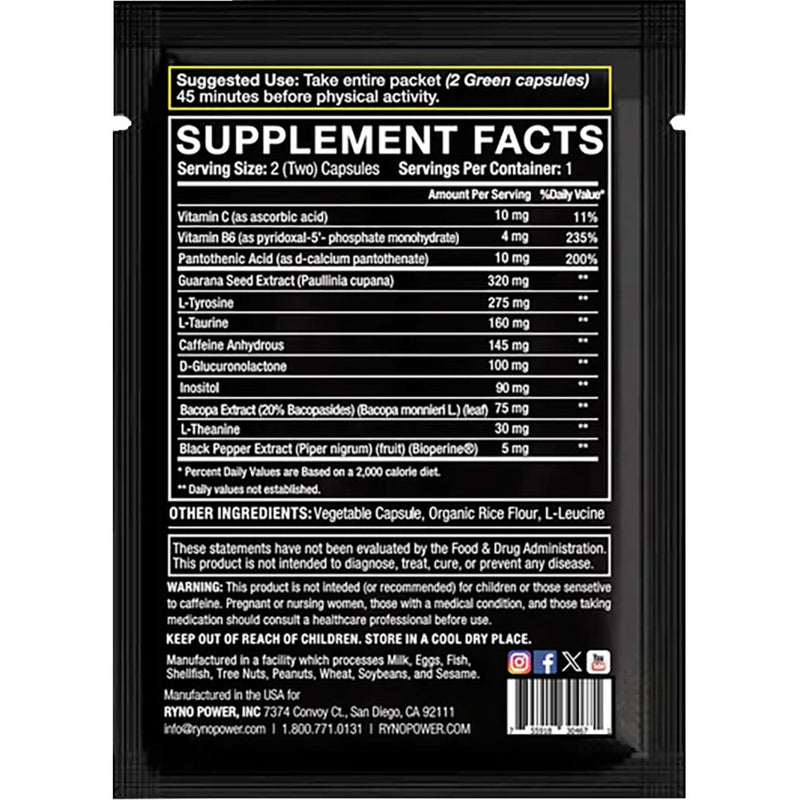 RYNO POWER Motivation Capsules - 1 Serving SMP-MOT