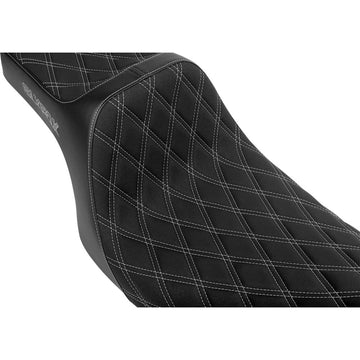 SLYFOX High Noon Seat - Double Diamond - Silver Logo - Silver Stitch - FLH/FLT '08-'23 4710D-SlyFox