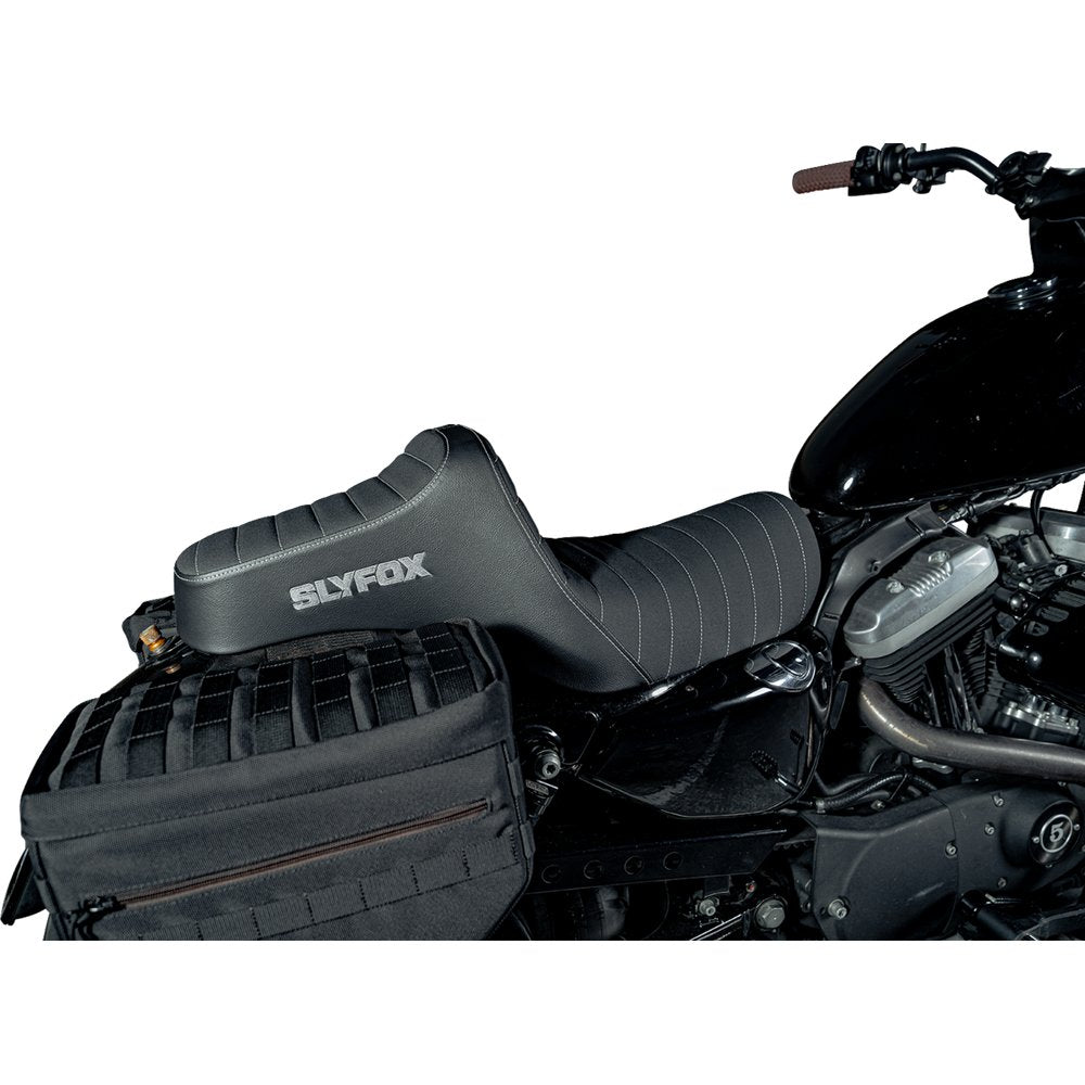 SLYFOX High Noon Seat - Vinyl - Classic Stitch - Silver Logo - Silver Stitch - XL '04-'22 4709B-SlyFox