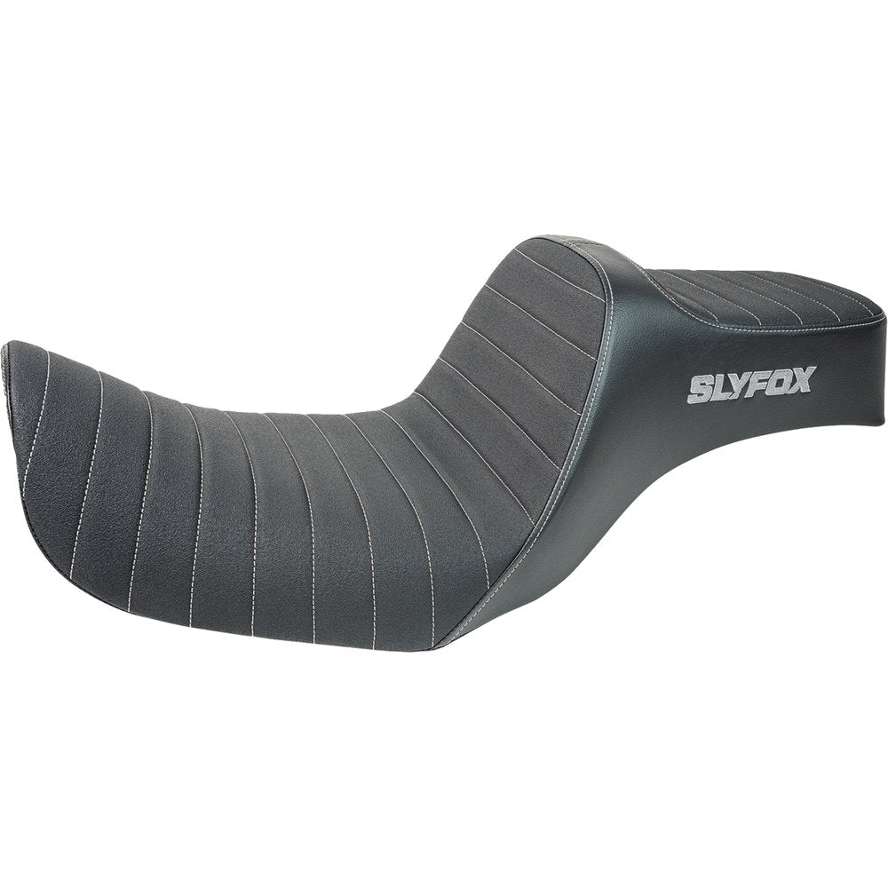 SLYFOX High Noon Seat - Vinyl - Classic Stitch - Gray Logo - Dyna '12-'16 4694B-slyfox