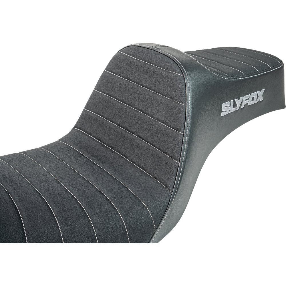 SLYFOX High Noon Seat - Vinyl - Classic Stitch - Gray Logo - Dyna '12-'16 4694B-slyfox
