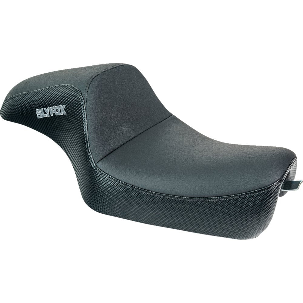 SLYFOX Drifter Seat - Gray Logo - Black Vinyl w/ Slipstop - Carbon Fiber - XL '04-'22 4684B-slyfox