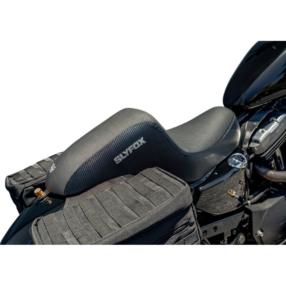 SLYFOX Drifter Seat - Gray Logo - Black Vinyl w/ Slipstop - Carbon Fiber - XL '04-'22 4684B-slyfox