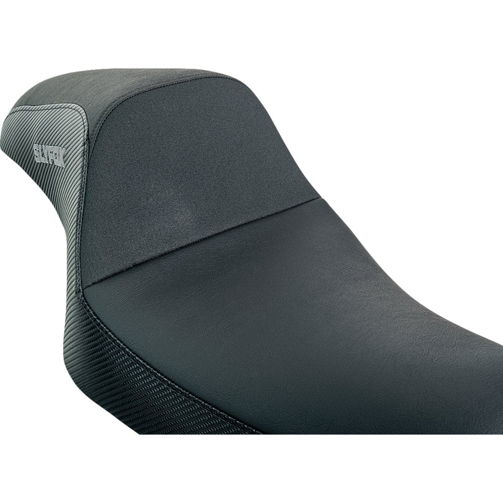 SLYFOX Drifter Seat - Gray Logo - Black Vinyl w/ Slipstop - Carbon Fiber - XL '04-'22 4684B-slyfox
