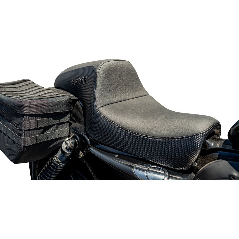 SLYFOX Drifter Seat - Black Logo - Black Vinyl w/ Slipstop - Carbon Fiber - XL '04-'22 4684A-slyfox
