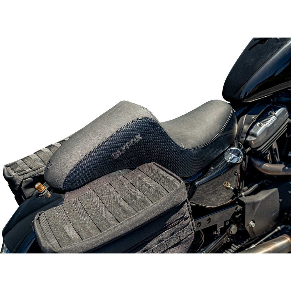 SLYFOX Drifter Seat - Black Logo - Black Vinyl w/ Slipstop - Carbon Fiber - XL '04-'22 4684A-slyfox