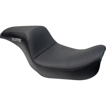 SLYFOX Drifter Seat - Gray Logo - Black Vinyl w/ Slipstop - Carbon Fiber - Dyna '96-'03 4883B-slyfox