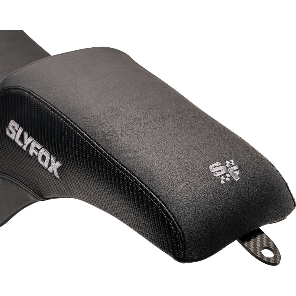 SLYFOX Lowrider Drifter Seat - Gray Logo - Smooth Vinyl - Carbon Fiber - FXLR/FLSB '18-'24 0802-1590