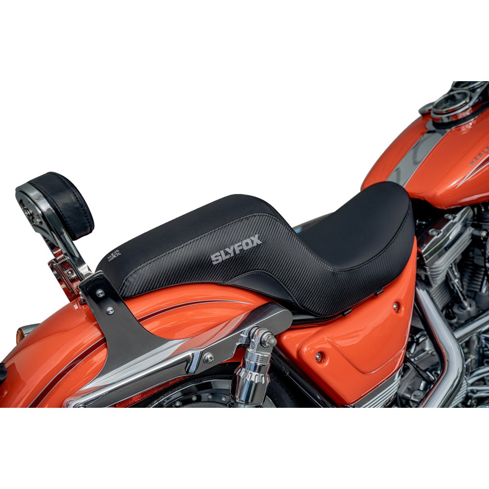 SLYFOX Drifter Seat - Gray Logo - Black Vinyl - Smooth - FXR '82-'00 SlyFox4681B