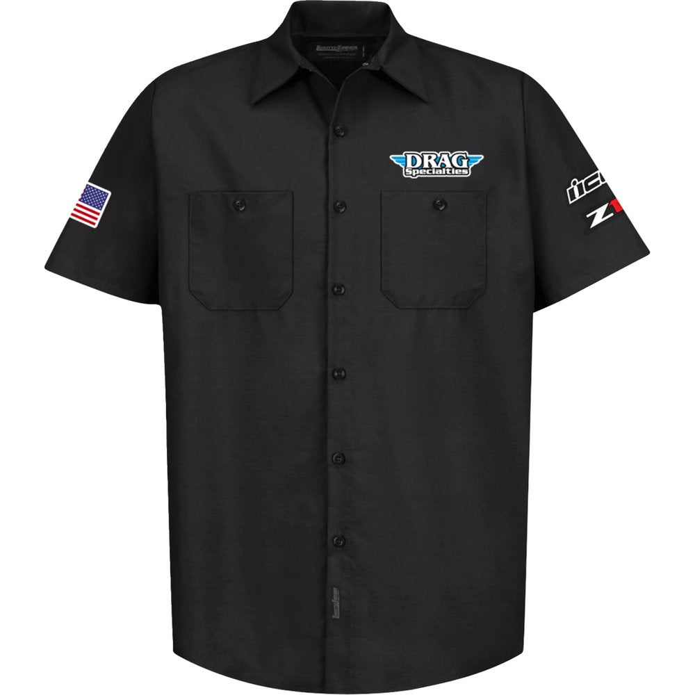 THROTTLE THREADS Drag Specialties House 25 Shirt - Black - Large DRG32ST24BKLR