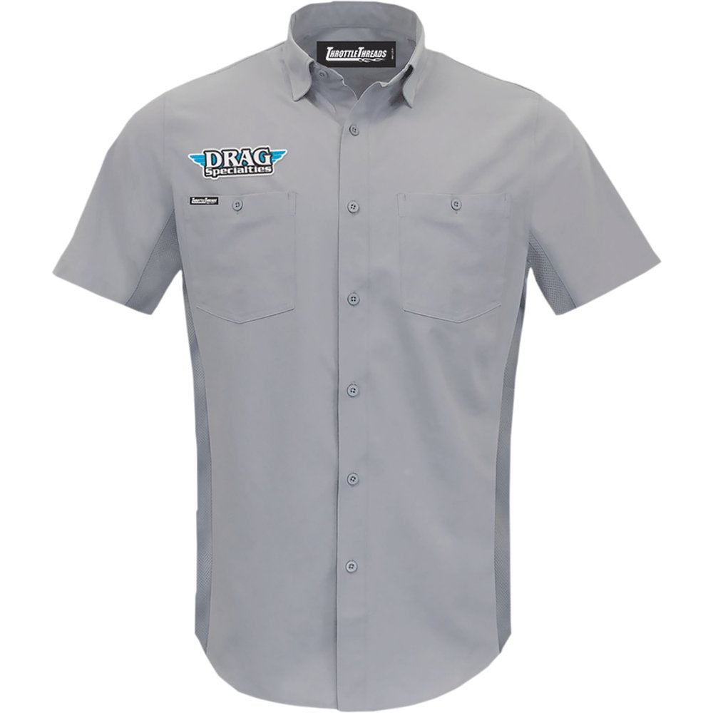 THROTTLE THREADS Drag Specialties Vented Shop Shirt - Gray - 4XL DRG31ST26GY4X