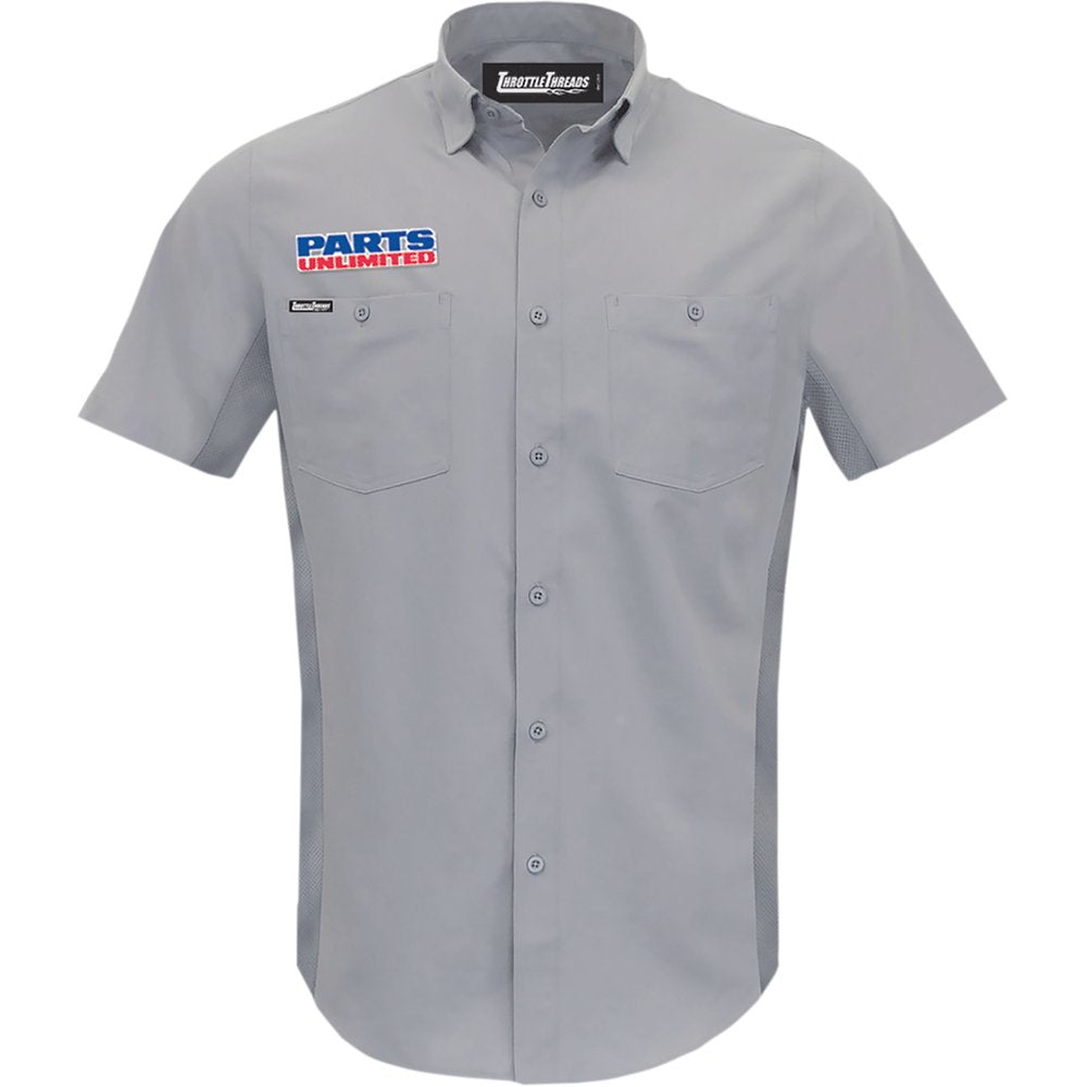 THROTTLE THREADS Parts Unlimited Vented Shop Shirt - Gray - 5XL PSU37ST26GY5X