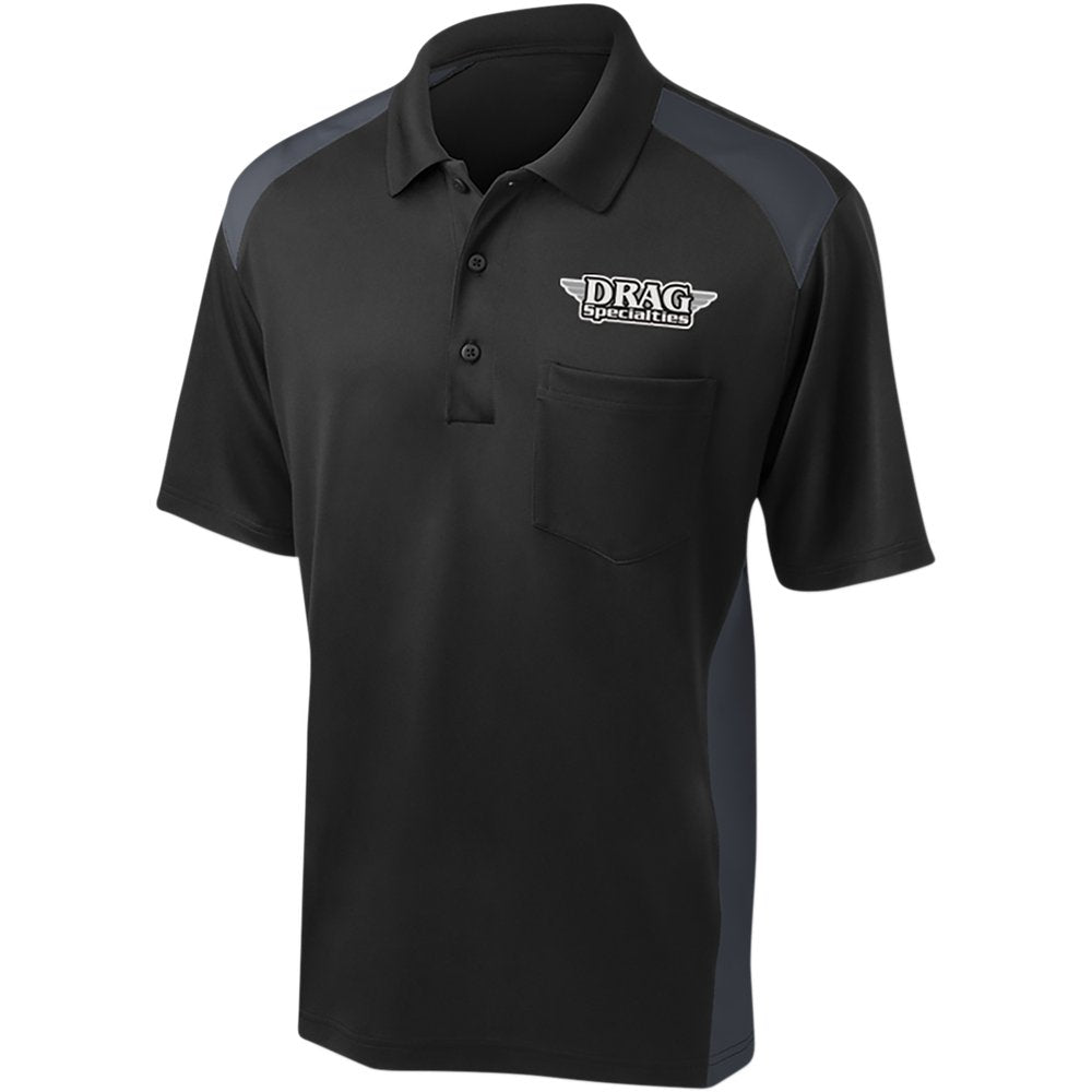 THROTTLE THREADS Drag Specialties Polo Shirt - Black/Charcoal - 3XL DRG30CS416BCH3X