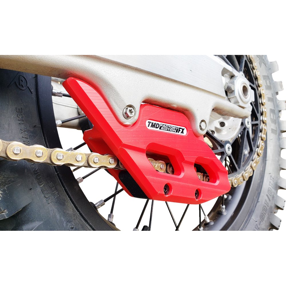 T.M. DESIGNWORKS Factory Edition Chain Guide With Replacement Wear Pad - Red - Gas Gas/Husqvarna/KTM RCG-KT5-RD