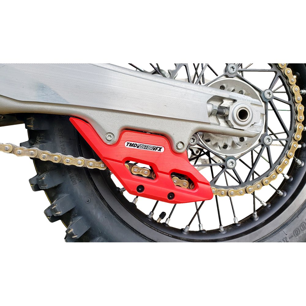 T.M. DESIGNWORKS Factory Edition Chain Guide With Replacement Wear Pad - Red - Gas Gas/Husqvarna/KTM RCG-KT5-RD