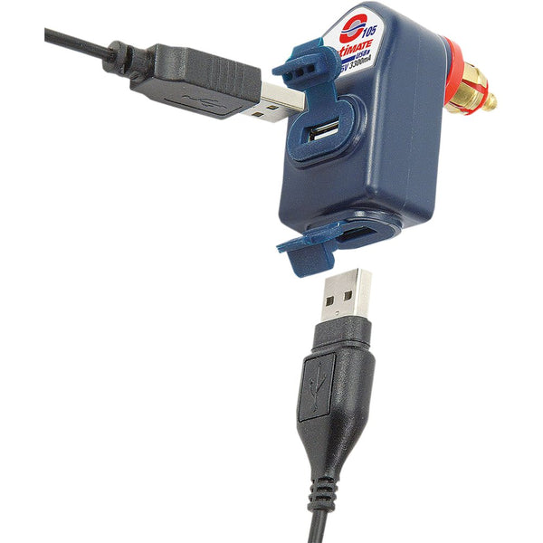 TECMATE Dual USB Charger - 90? BIKE/DIN Plug - Low Profile O-105V2
