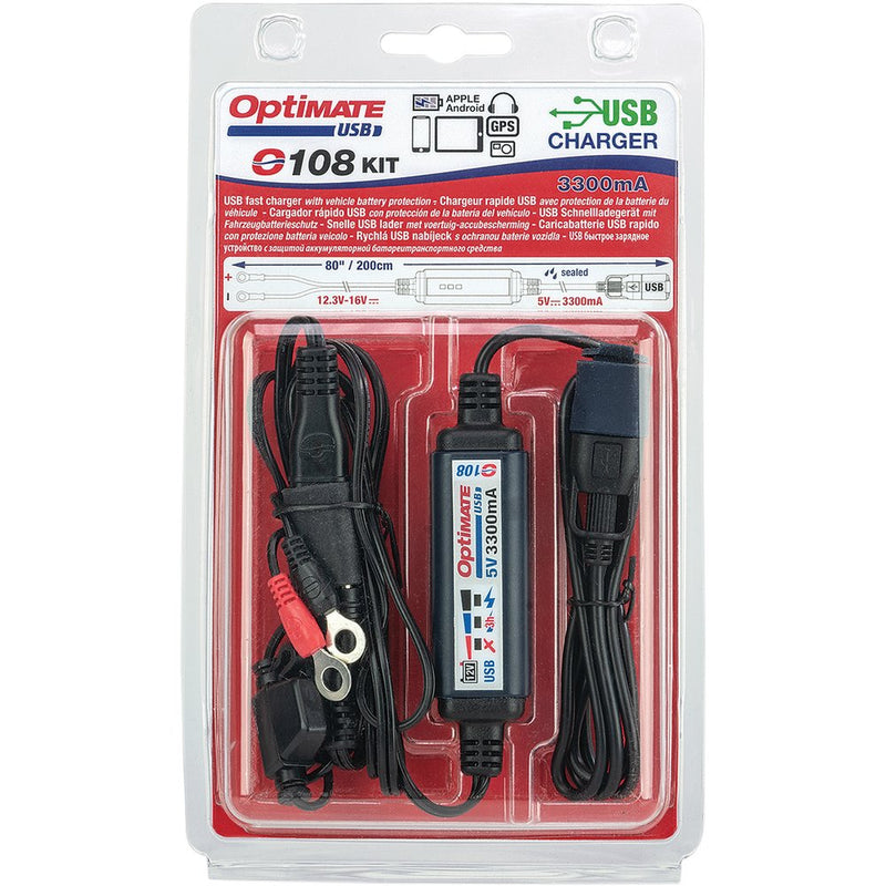 TECMATE SAE to USB Power Cable O-108 - With Battery Lead O-108KIT