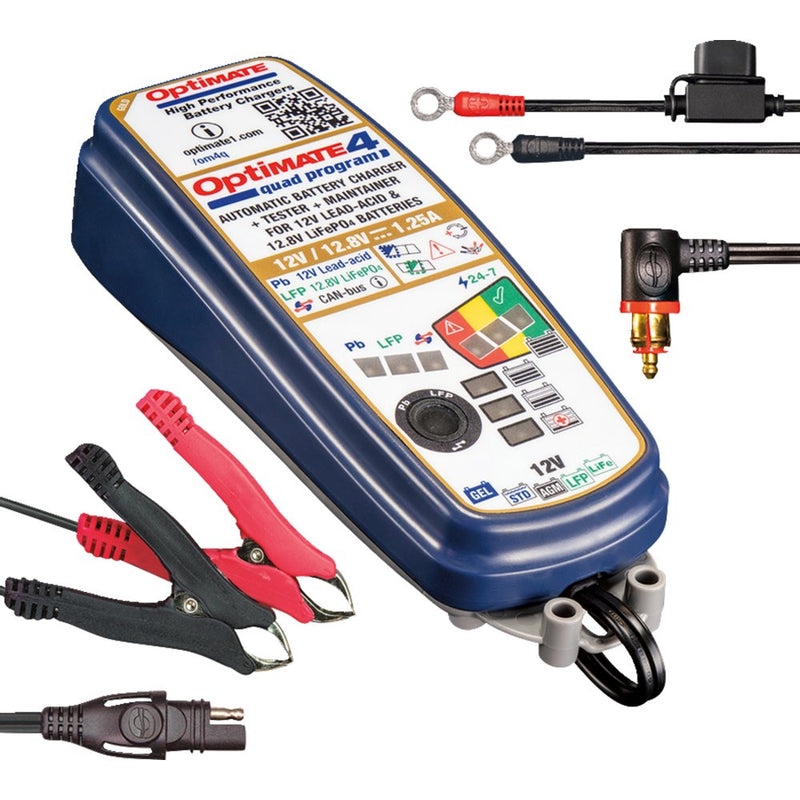 TECMATE Battery Charger/Maintainer - OptiMate* 4 - Quad Program - Premium TM631PR-OLD