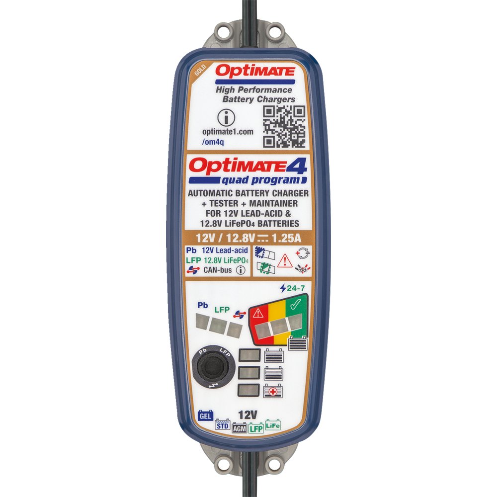 TECMATE Battery Charger/Maintainer - OptiMate* 4 - Quad Program - Premium TM631PR-OLD