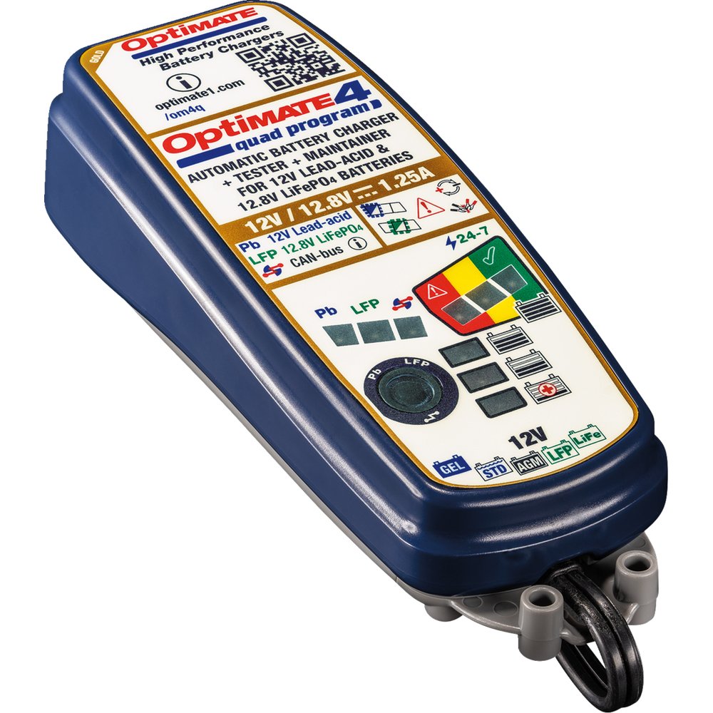 TECMATE Battery Charger/Maintainer - OptiMate* 4 - Quad Program - Premium TM631PR-OLD
