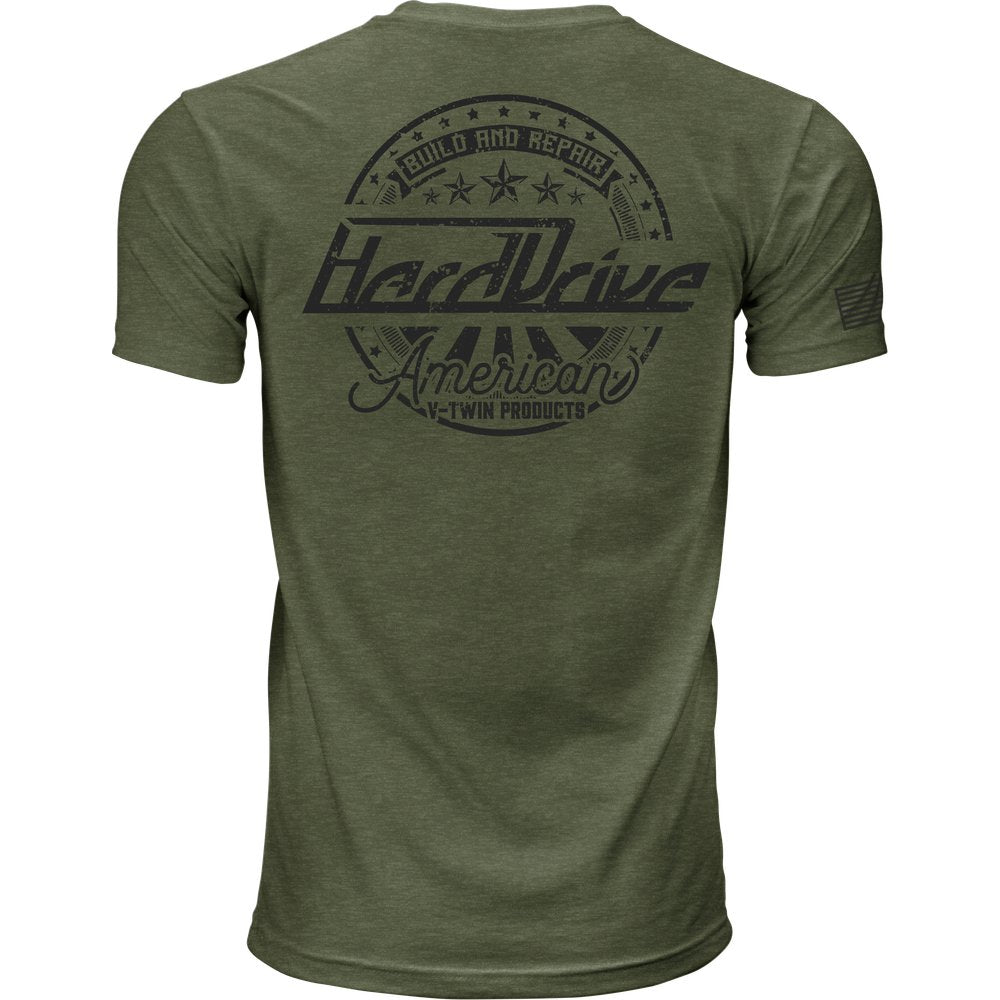 Harddrive Emblem Tee Olive Green/Black Md