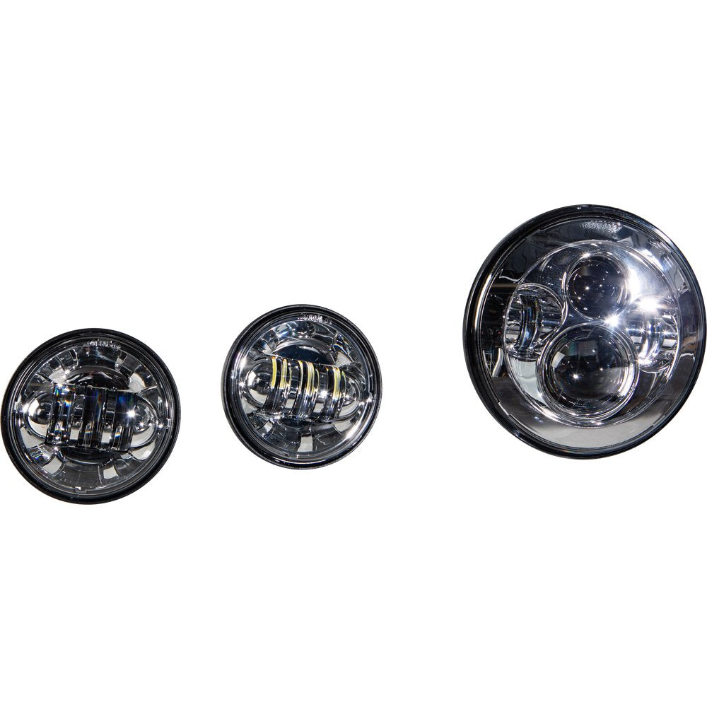 Led Headlight/Passing Lamp Set Chrome