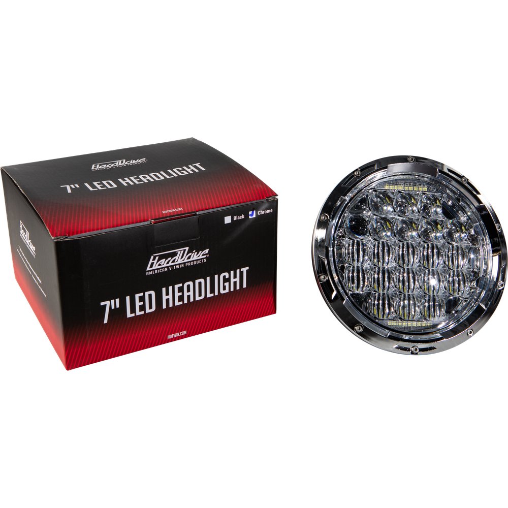 Led Headlight 7" 90w Chrome 3500/2400 Lumens