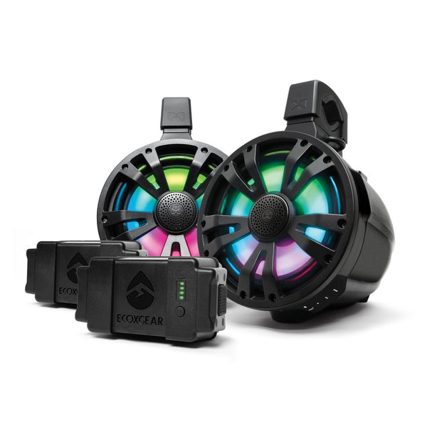 Extrmtower 2 Pk 8  Spkr 2 Amp Speakers + 2 Batteries Blk