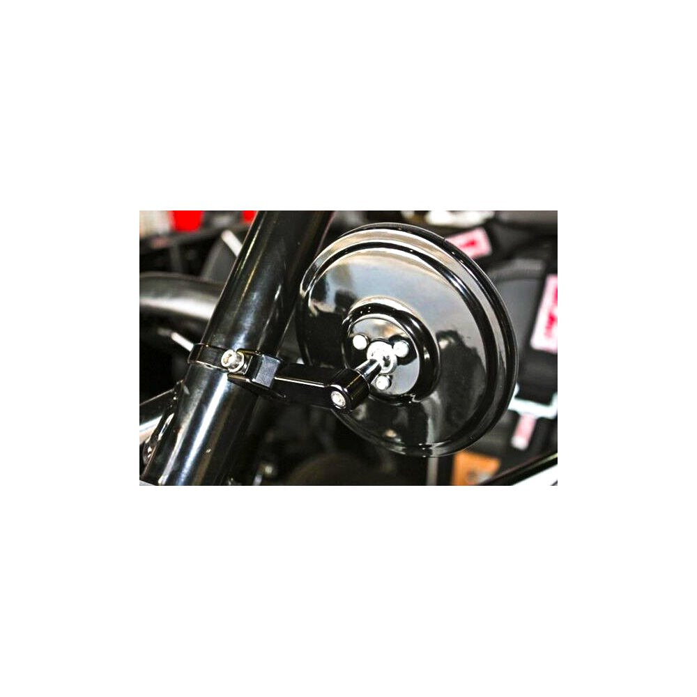 Round Convex Glass Billet Arm Side Mirror Black 5"