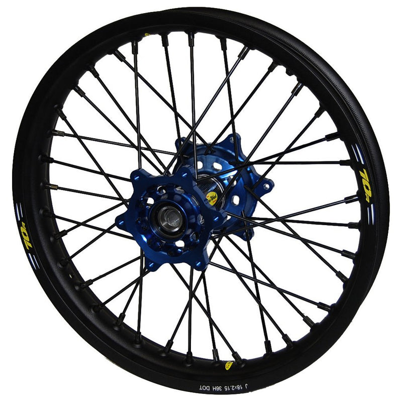 Wheel Rear 2.15x18 Blue Hub Blk Rim/Blk Spoke/Blk Nipple