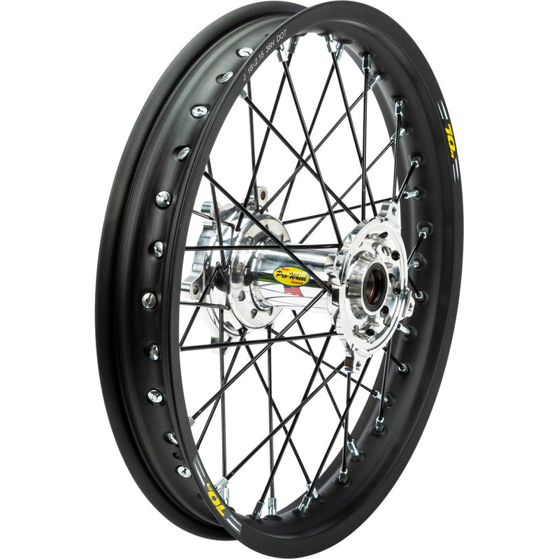 Wheel Rear 2.15x18 Silver Hub Blk Rim/Blk Spoke/Sil Nipple