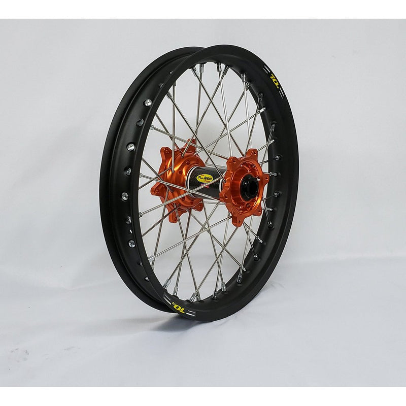 Wheel Rear 2.15x19 Orange Hub Blk Rim/Sil Spoke/Sil Nipple