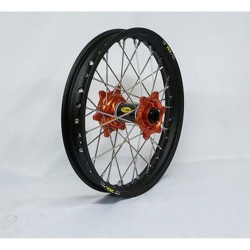 Wheel Rear 1.60x14 Orange Hub Blk Rim/Sil Spoke/Sil Nipple