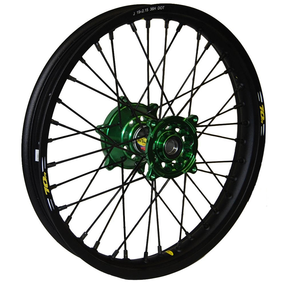 Wheel Rear 2.15x18 Green Hub Blk Rim/Blk Spoke/Blk Nipple