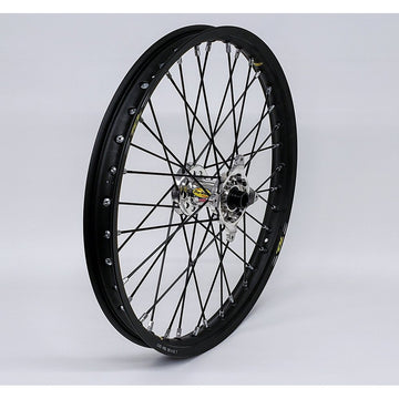 Wheel Front 1.60x21 Silver Hub Blk Rim/Blk Spoke/Sil Nipple