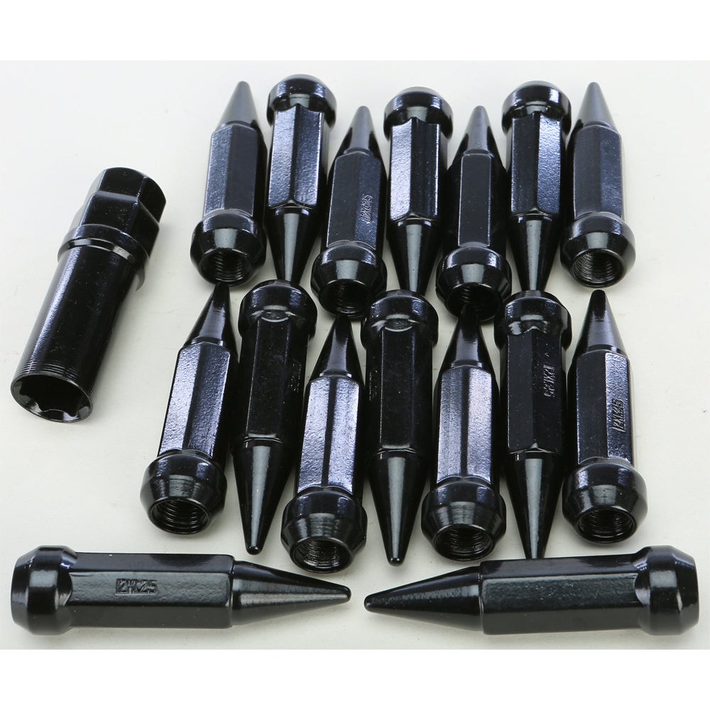 Spike Lug Nut 12mmx1.25 60' Black Tapered 17mm Hd W/Key