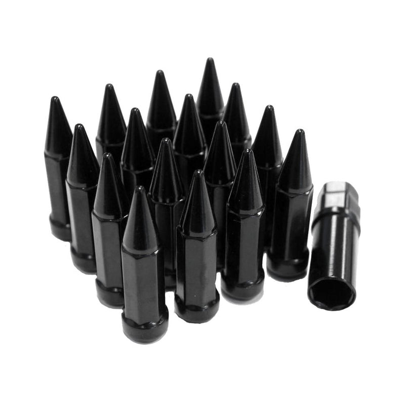 Spike Lug Nut 3/8" 24 60' Black Tapered W/Key