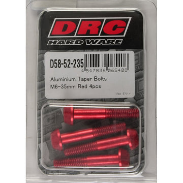 Aluminum Taper Bolts Red M6x35mm 4/Pk