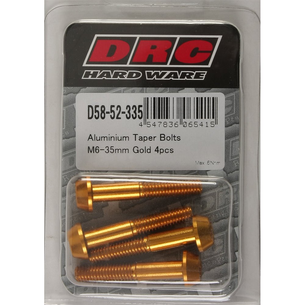 Aluminum Taper Bolts Gold M6x35mm 4/Pk