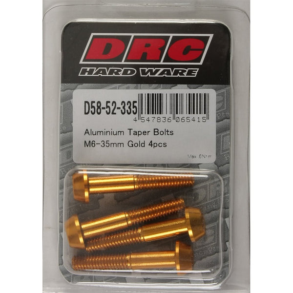 Aluminum Taper Bolts Gold M6x35mm 4/Pk