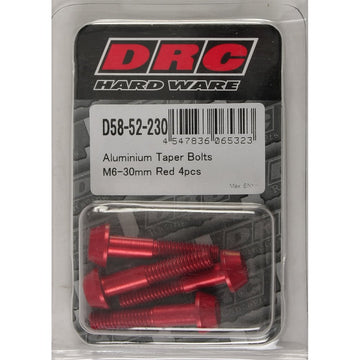 Aluminum Taper Bolts Red M6x30mm 4/Pk