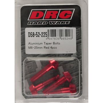 Aluminum Taper Bolts Red M6x25mm 4/Pk