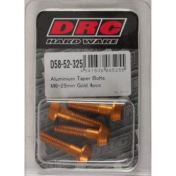 Aluminum Taper Bolts Gold M6x25mm 4/Pk
