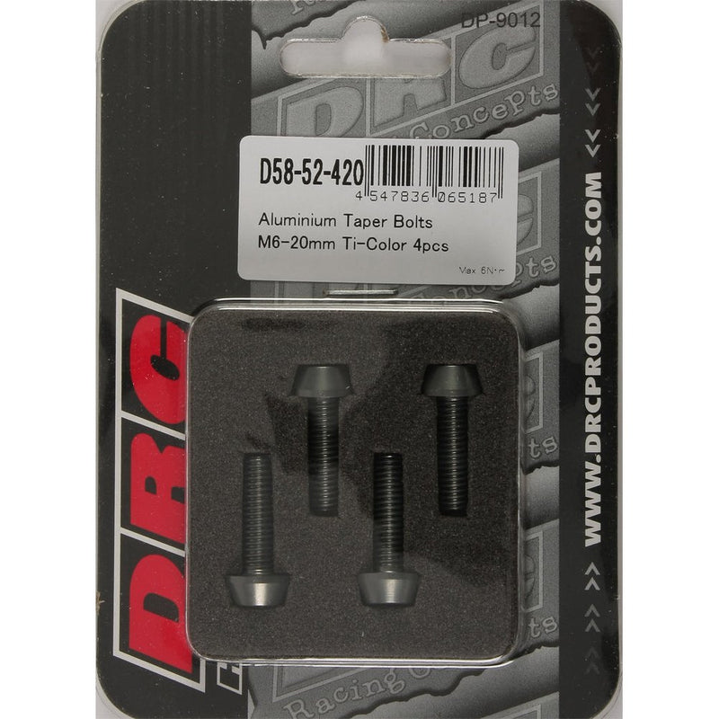Aluminum Taper Bolts Titanium M6x20mm 4/Pk