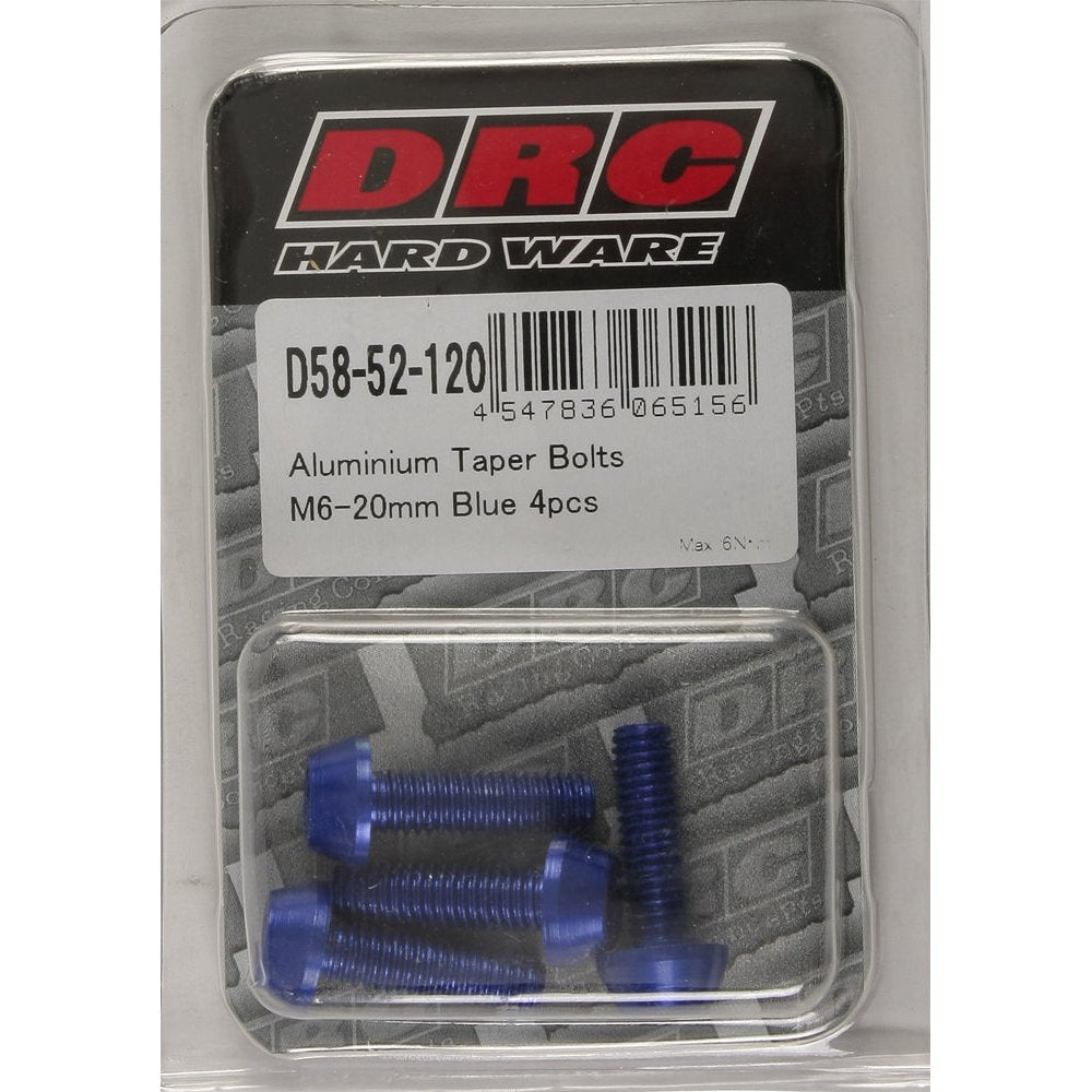 Aluminum Taper Bolts Blue M6x20mm 4/Pk